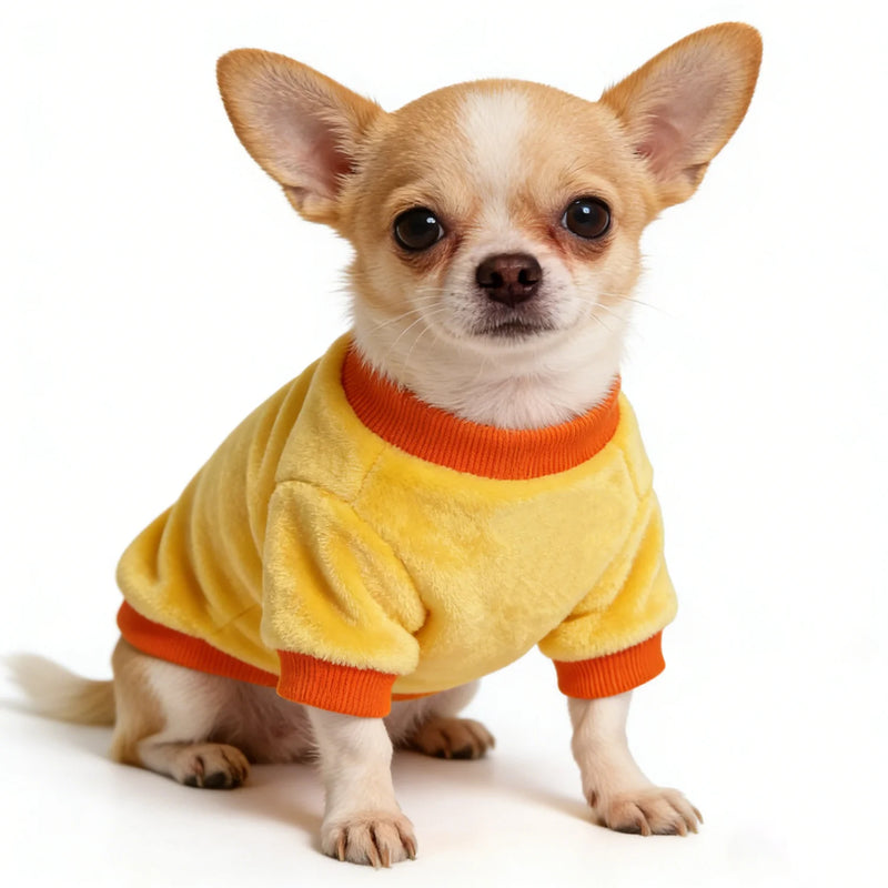 Perro con polar amarillo